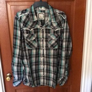 BKE Snap Button Down Shirt - Large Slim Fit